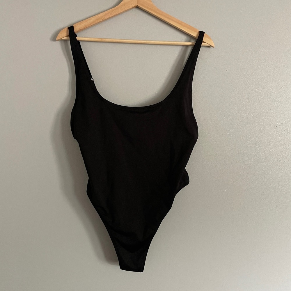 SKIMS Recycled Swim One Piece Swimsuit Women XL Onyx Black Scoop Neck